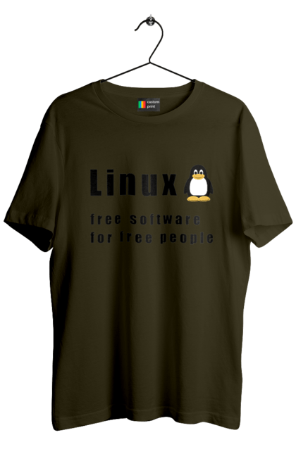 Футболка чоловіча з принтом "Linux Вільний Для Вільних". Linux, адміністратор, айті, айтішник, безкоштовна, безкоштовно, вільна, доступність, незалежність, операційна система, ос, пінгвін, програміст, програмне забезпечення, свобода, сервер, сисадмін, система, системний адміністратор, софт, текст, чорний. 2070702