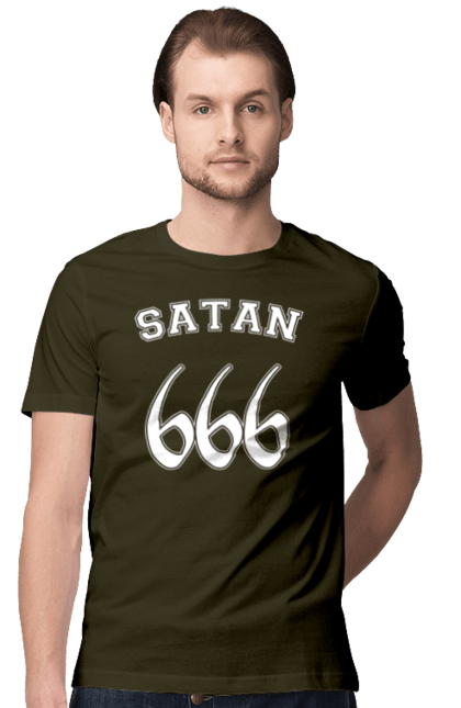 Футболка чоловіча з принтом "Сатана 666". 666, готична, жах, сатана 666, страшна, хелловін, хелловін, хеловін. CustomPrint.market
