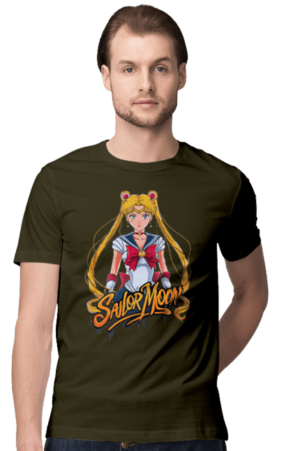 Men's t-shirt with prints Sailor Moon. Anime, drama, magical girl, sailor moon, tv series, usagi tsukino. 2070702