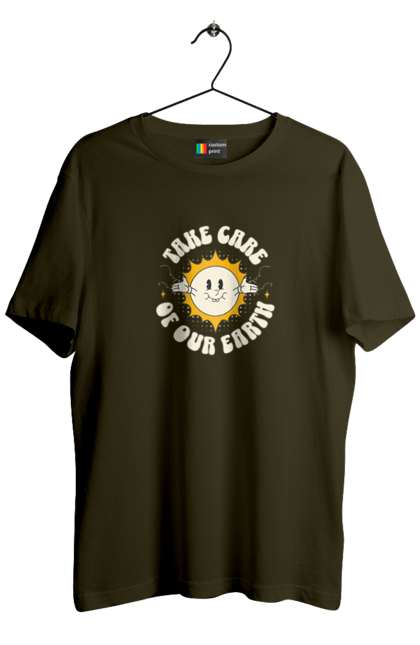 Men`s t-shirt with prints Earth. Earth, love nature, protect the earth. 2070702