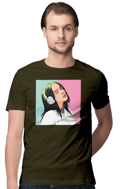 Футболка чоловіча з принтом "Billie Eilish". Активістка, біллі айліш, мизукант, права, співачка, тварини. 2070702