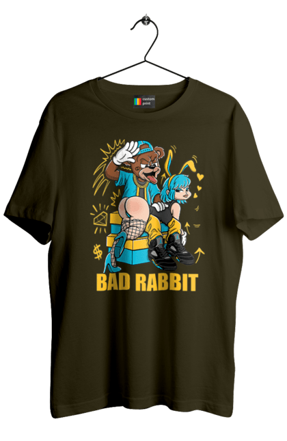Футболка чоловіча з принтом "Поганий кролик". Бдсм, ведмідь, дівчина, кролик, поганий кролик, прикольна, смішна. 2070702