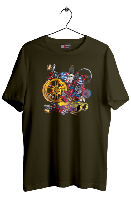 Футболка чоловіча з принтом "Автозапчастини". Автозапчастини, гонка, драгрейсинг, драйв, машина, стрітрейсинг. 2070702