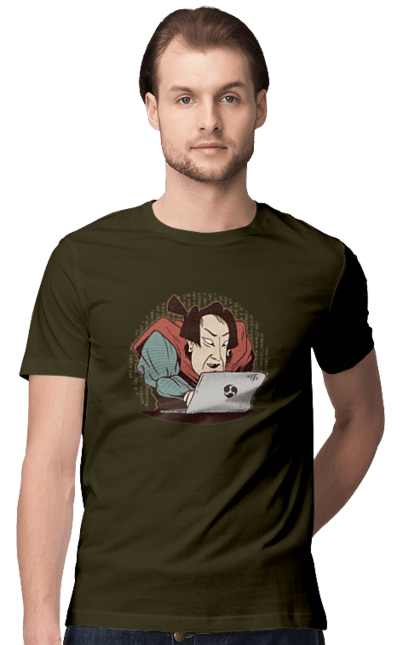 Футболка чоловіча з принтом "Ніндзя програміст". Angular, c, css, html, it, javascript, jquery, php, python, react, svelt, vue, айтишник, айті, гумор, код, кодувати, прогер, програміст, програмісти, ти ж, ти ж програміст, тиж програміст. 2070702