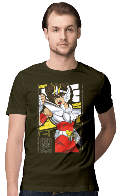 Men's t-shirt with prints Saint Seiya. Anime, cosmo, manga, saint seiya, seiya. 2070702