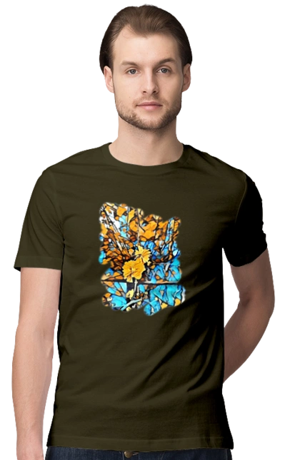 Жовті квіти на синьому фоні