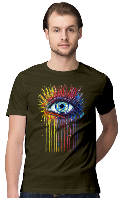Футболка чоловіча з принтом "Барвисто Тече Око". Очей, фарби. 2070702