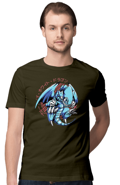 Men's t-shirt with prints Yu Gi Oh! Blue Eyes Toon Dragon. Anime, blue-eyes toon dragon, cards, dragon, game, manga, yu gi oh. 2070702