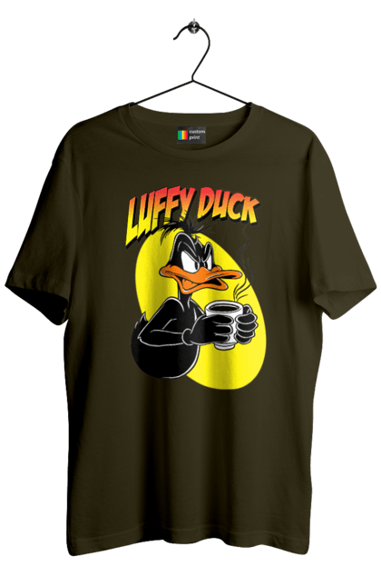 Men's t-shirt with prints Daffy Duck. Cartoon, character, daffy duck, duck, looney tunes, merrie melodies, warner brothers. 2070702