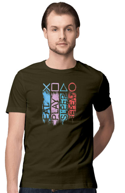 Футболка мужская с принтом Геймпад. Playstation, sony, геймпад, джостик, игра. 2070702