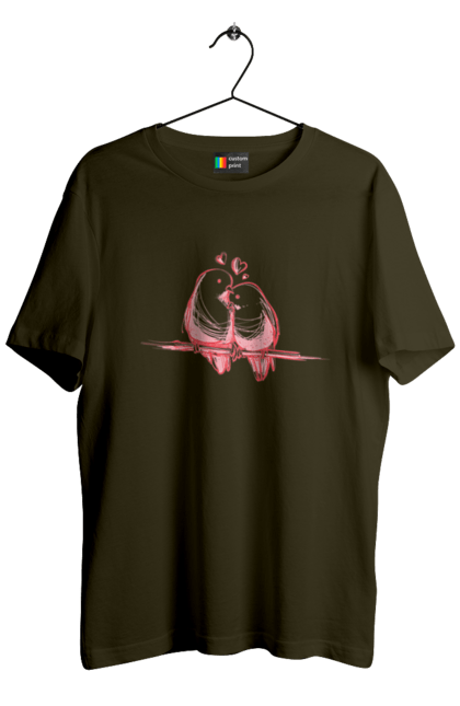 Футболка чоловіча з принтом "Закохані Попугайчики". Закохані, папуги. 2070702