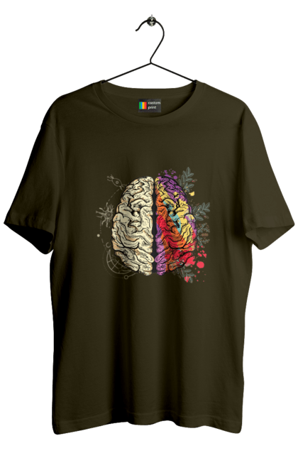 Футболка чоловіча з принтом "Творчість та логіка". Бінарний, біткоїн, біткойн, валюта, гроші, крипто, наука, програміст, программист, творчество, техно, хакер, художник, цветной. 2070702