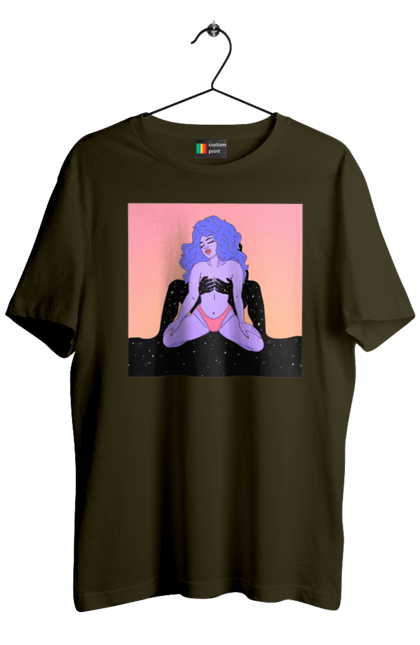 Футболка чоловіча з принтом "Фіолетова Дівчина В Трусиках". Інопланетянка, у трусах. 2070702