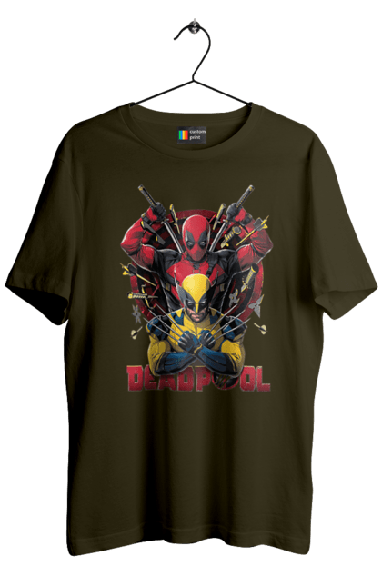 Men's t-shirt with prints Deadpool & Wolverine. Action movie, comic, deadpool, fantasy, film, logan, marvel, mutant, superhero, x-men. 2070702