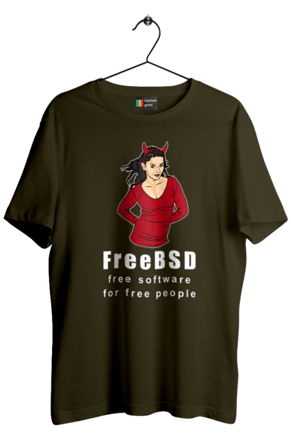 Футболка чоловіча з принтом "Freebsd Для Вільних". Bsd, freebsd, unix, адміністратор, айті, айтішник, безкоштовна, безкоштовно, бестія, білий, вільна, демон, демонесса, доступність, незалежність, операційна система, ос, програміст, програмне забезпечення, свобода, сисадмін, система, системний адміністратор, софт, текст, червоний. 2070702