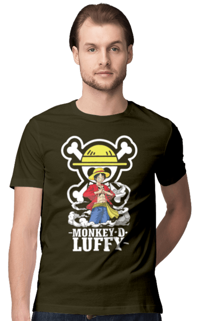 Men's t-shirt with prints One Piece Luffy. Anime, luffy, manga, monkey de luffy, one piece, pirates. 2070702