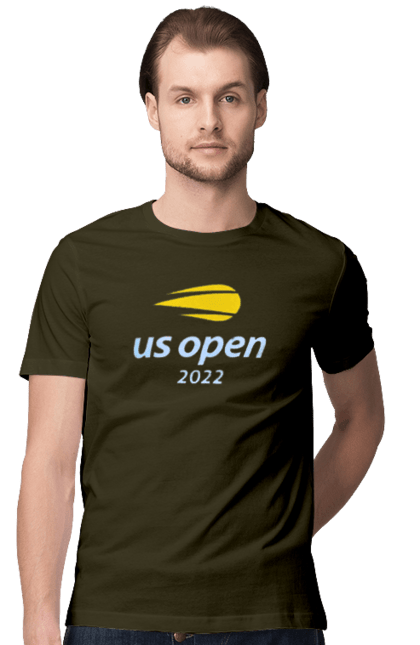 Men`s t-shirt with prints US Open 2022 tennis tournament. American championship, ball, hard, new york, open championship, players, prize fund, racket, sponsor, tennis. 2070702