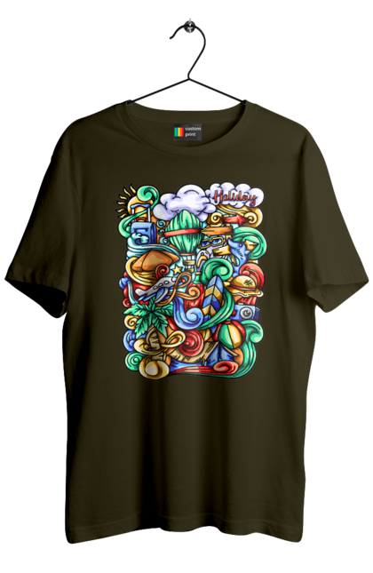 Футболка чоловіча з принтом "Канікули відпочинок арт". Відпочинок, канікули, літо, море, пляж, подорож. 2070702