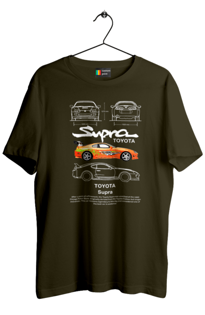 Футболка мужская с принтом Toyota Supra. Supra, toyota, toyota supra, автомобиль, машина, спортивная машина, спорткар, тойота, япония. 2070702