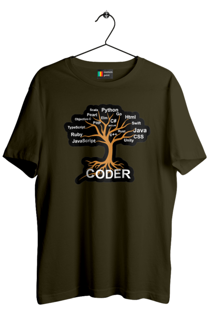 Футболка чоловіча з принтом "Кодер". Айті, айтішник, для айтішника, для програміста, кодер, подарунок айтішнику, подарунок програмісту, програміст, розробник. 2070702