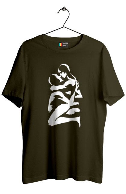 Футболка чоловіча з принтом "Білі Тіла". Жінка, контур, тіла, чоловік. 2070702