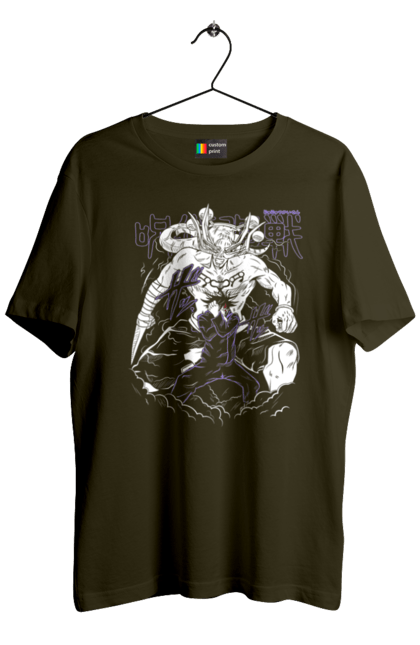 Men's t-shirt with prints Jujutsu Kaisen Megumi. Anime, dark fantasy, fushiguro, fushiguro megumi, jujutsu kaisen, magic battle, manga, megumi, mystic. 2070702