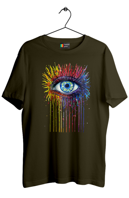 Футболка чоловіча з принтом "Барвисто Тече Око". Очей, фарби. 2070702