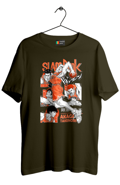 Men's t-shirt with prints Slam Dunk Takenori Akagi. Anime, basketball, comedy, manga, school, shonen, slam dunk, sports anime, takenori akagi. 2070702