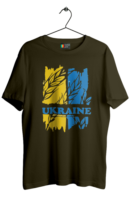 Футболка чоловіча з принтом "Україна колоски пшениці". Колоски пшениці, символ україни, україна, україна колоски пшениці, українська символіка. 2070702