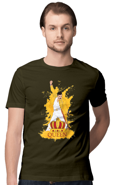 Men's t-shirt with prints Freddie Mercury. Freddie mercury, lettering, music, queen, rock, rock band. 2070702