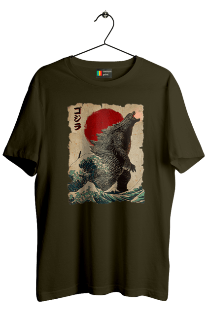 Men's t-shirt with prints Godzilla. Dinosaur, godzilla, japan, kaiju, movie, mutant. 2070702