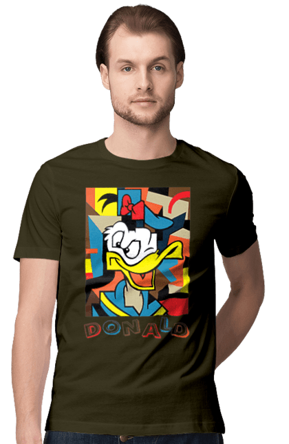 Men's t-shirt with prints Donald Duck. Abstraction, animated series, cartoon, donald duck, picture. 2070702