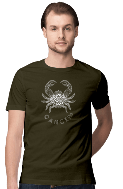 Men`s t-shirt with prints Zodiac Cancer. Cancer, constellation, horoscope, sign, zodiac, zodiac sign. 2070702