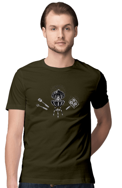 Футболка чоловіча з принтом "Барбекю Смажити М'ясо". Барбекю, м`ясо, смажити. 2070702