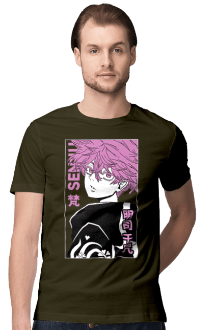 Men's t-shirt with prints Tokyo Avengers Senju Kawaragi. Action movie, anime, fantasy, game, manga, senju kawaragi, thriller, tokyo avengers, tokyo revengers, tv series. 2070702