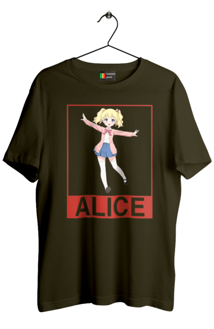 Men's t-shirt with prints Kiniro Mosaic Alice Cartelet. Alice, alice cartelet, anime, gold mosaic, kiniro mosaic, kinmoza, manga. 2070702