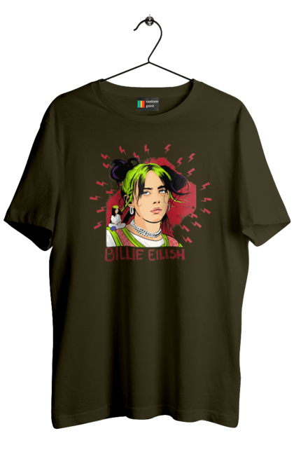 Футболка чоловіча з принтом "Біллі Айліш". Біллі айліш, логотип біллі айліш, принт біллі айліш, співачка біллі айліш. 2070702