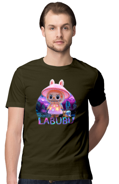Футболка чоловіча з принтом "Лабубу". Брелок лабубу, іграшка лабубу, лабубу, лабубу кока кола, лялька лабубу, мерч лабубу, мила, рожева лабубу, смішна лабубу. 2070702