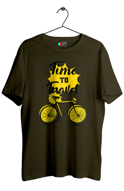 Футболка чоловіча з принтом "Час Подорожей, Велосипед". Велосипед, подорожувати, час. 2070702