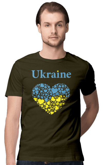 Футболка чоловіча з принтом "Ukraine Heart". Прапор, серце, україна. 2070702