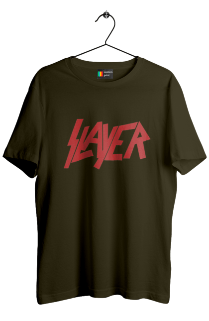 Футболка чоловіча з принтом "Slayer". Slayer, грув метал, група, метал група, музика, ню метал, спід метал, треш метал, череп. 2070702