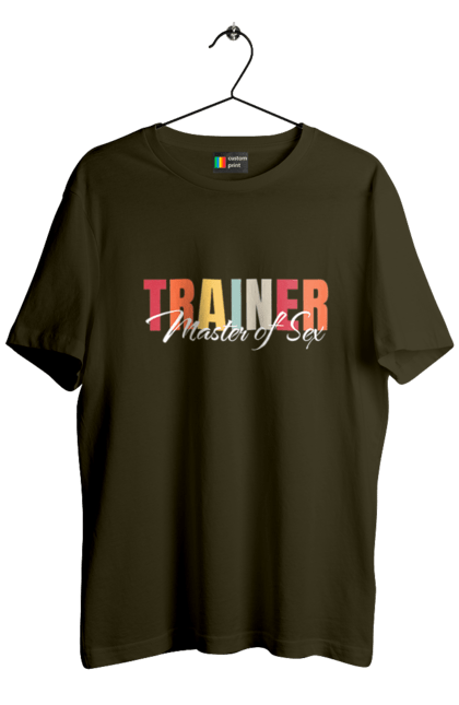 Men`s t-shirt with prints Sex master trainer. Master of sex, sex, sex coach, trainer. 2070702