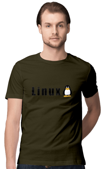 Футболка чоловіча з принтом "Linux". Linux, адміністратор, айті, айтішник, безкоштовна, безкоштовно, вільна, доступність, комерційна, незалежність, операційна система, ос, пінгвін, програміст, програмне забезпечення, свобода, сервер, сисадмін, система, системний адміністратор, софт, текст, чорний. 2070702