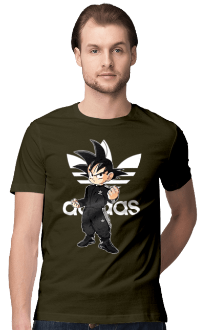 Футболка чоловіча з принтом "Adidas Сон Гоку". Adidas, dragon ball, manga, son goku, адідас, аніме, гоку, манга, перли дракона, сон гоку. 2070702