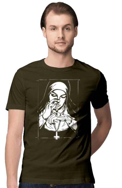 The nun sniffs the powder