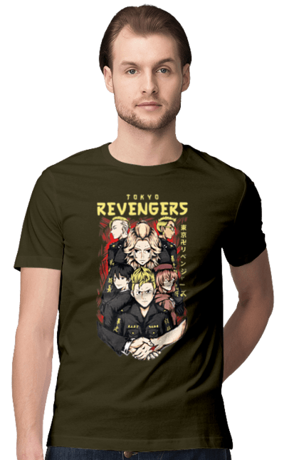 Men's t-shirt with prints Tokyo Avengers. Action movie, anime, fantasy, game, manga, takemichi, thriller, tokyo avengers, tokyo revengers, tv series. 2070702