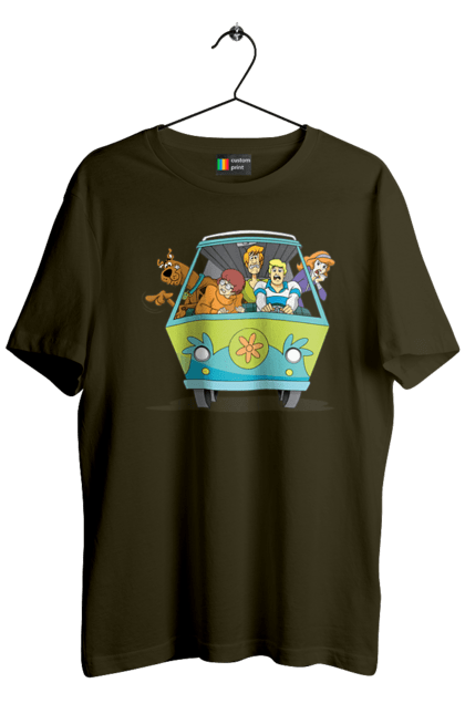 Men`s t-shirt with prints Scooby Doo Machine. Car, cartoon, dog, scooby doo. 2070702
