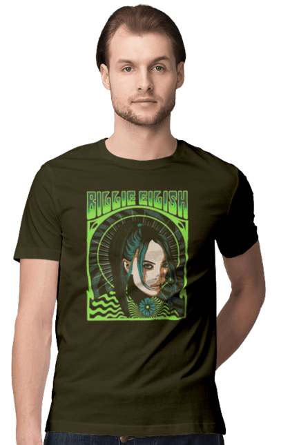 Футболка чоловіча з принтом "Біллі Айліш". Billie eilish, виконавець, електропоп, інді поп, музика, піп, співачка. 2070702