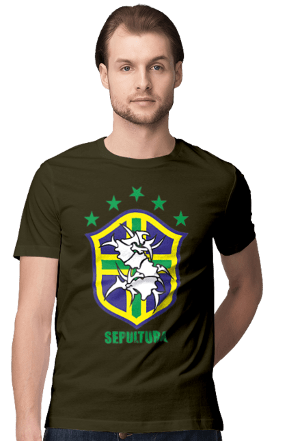 Men's t-shirt with prints Sepultura. Death metal, det metal, groove metal, group, metal, music, rock, sepulture, thrash metal, trash metal. 2070702