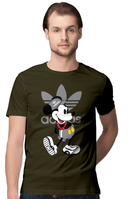 Футболка чоловіча з принтом "Adidas Міккі Маус". Adidas, mickey mouse, адідас, дісней, міккі, міккі маус, мультфільм. 2070702